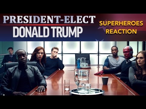 Superheroes react to Donald Trump&#039;s Victory - REACTION MASHUP