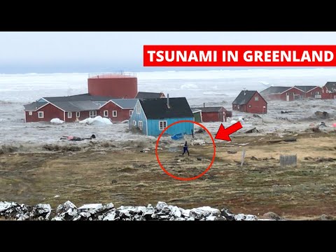 MEGA-TSUNAMI caused by LANDSLIDE devastates village - Camera 1 | Greenland, Nuugaatsiaq