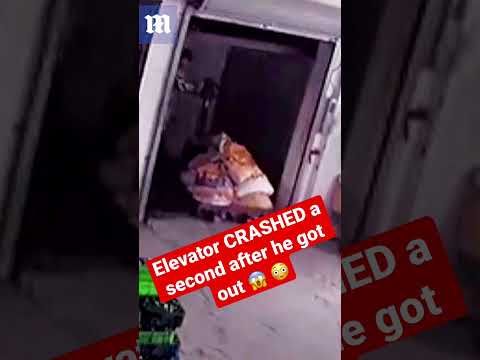 Elevator crashes just after man gets out #Shorts #shortsvideo #omg #china