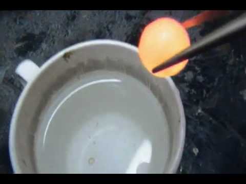 Red Hot Nickel Ball In Water (Nice Reaction)