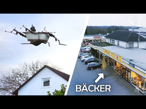 Mit der FLIEGENDEN BADEWANNE zum BÄCKER! | Bemannte Drohne #4