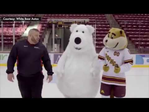 Cute polar bear can&#039;t stop falling during commercial shoot