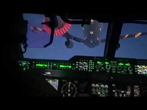 Amazing view of Air-to-Air refuelling from the cockpit of a Royal Air Force Airbus A400M