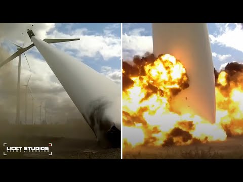 70M WIND TURBINE BLOWN TO PIECES | CONTROLLED EXPLOSION