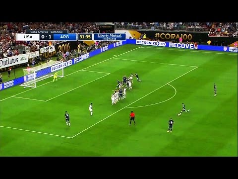 Messi Free Kick vs USA ► in 1080p &amp; with English Commentary ||HD||