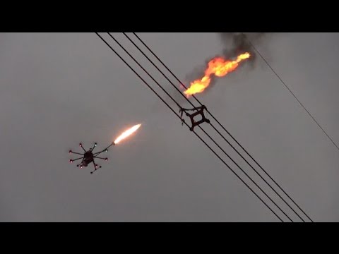 Flame Throwing Drone Helps Remove Net on UHV Power Line