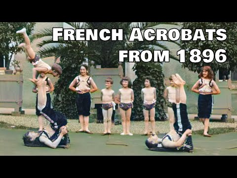 Kremos The Amazing Acrobats from 1896 - Lumiere Brothers Film - [60FPS - Color - 4K]
