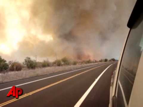 Raw Video: Strong Winds Create &quot;Fire Tornado&quot;