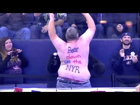 Columbus Blue Jackets ice hockey fan dances &#039;bear&#039; chested