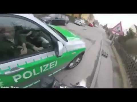 Bavarian cops pull over motorcycle while eating ice cream.