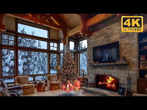 3 Hours Of Christmas Songs, Crackling Fire &amp; Snow [Piano Christmas Music]