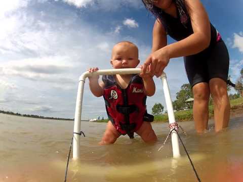 Baby Ryder&#039;s On His Way To Waterski! 7.5 Month Old Baby On Learner Ski! ORIGINAL