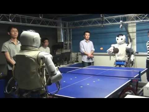 Robot plays table tennis (vs Robot, vs Human)