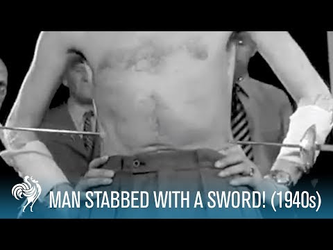 Man Stabbed With a Sword! (1940s) | British Pathé
