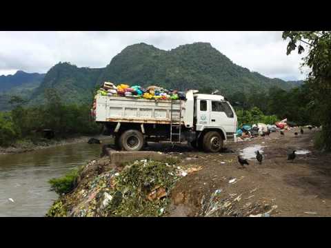 Plastic rubbish been dump in the amazon river