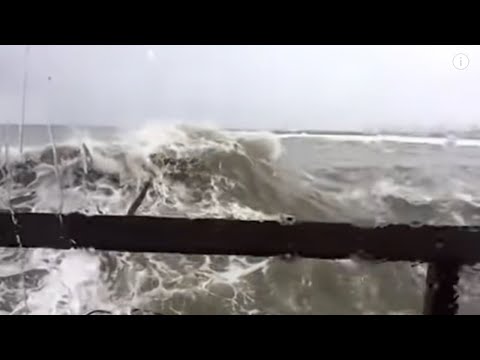 Big Wave Breaks Through Window (1st person view)