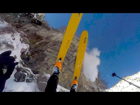 MAN SKIS OFF CLIFF AND SURVIVES!!!