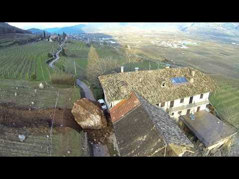 Tramin / Termeno - Felssturz / Frana / Rock fall - Luftaufnahmen Aerial riprese aeree 21.01.2014