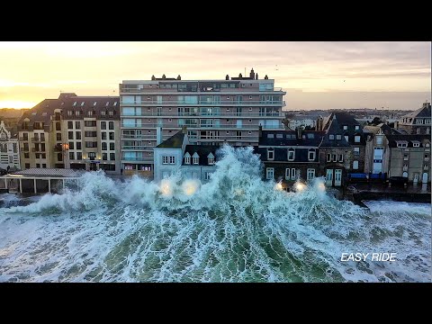 Drone in storm - Ciara - Saint-Malo in France