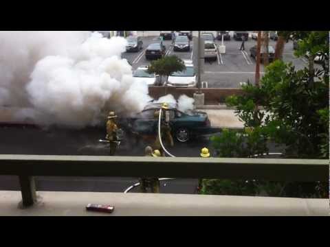 Car Explosion in Los Angeles 19th August 2011 Brave Fire Fighter